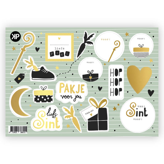 Cadeaustickers  | Stickervel sint & piet