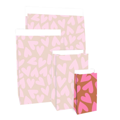 Blokbodemzak | Hearts flamingo pink
