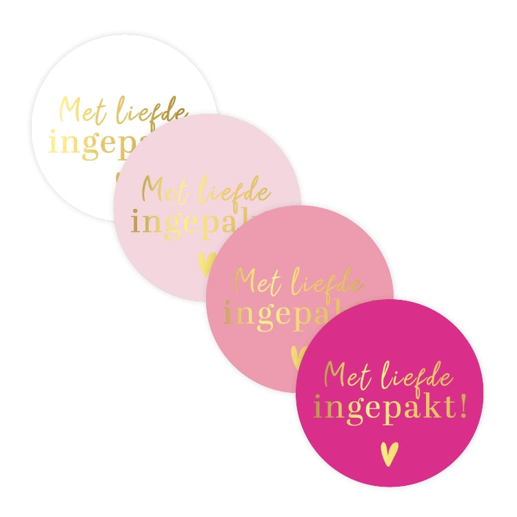 Cadeaustickers | Met liefde ingepakt 10 stuks goudfolie