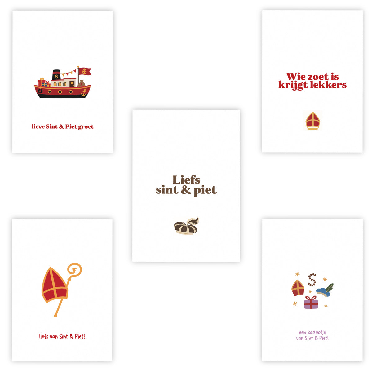 Minikaarten sinterklaas | Set van 5