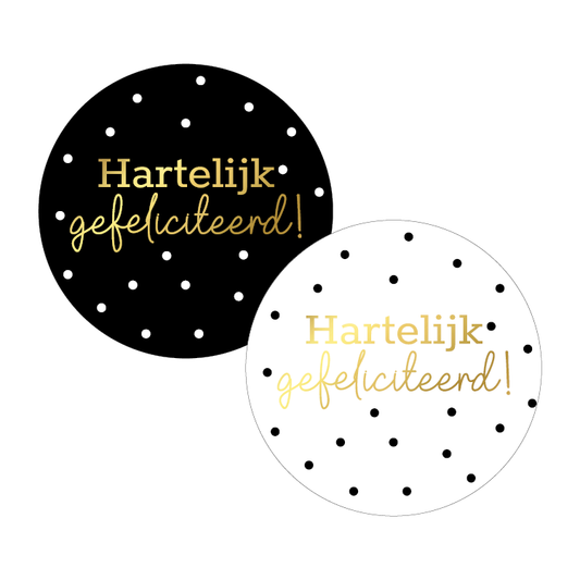 Cadeaustickers | Hartelijk gefeliciteerd 10 stuks goudfolie
