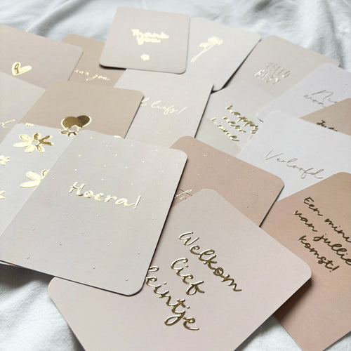 Wenskaarten | Set van 20 met goudfolie