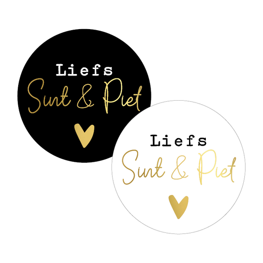 Cadeaustickers | Liefs sint & piet 10 stuks goudfolie