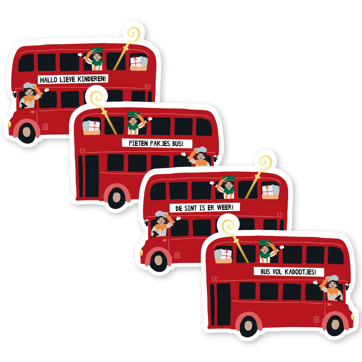 Cadeaustickers | Pietenbus 10 stuks goudfolie