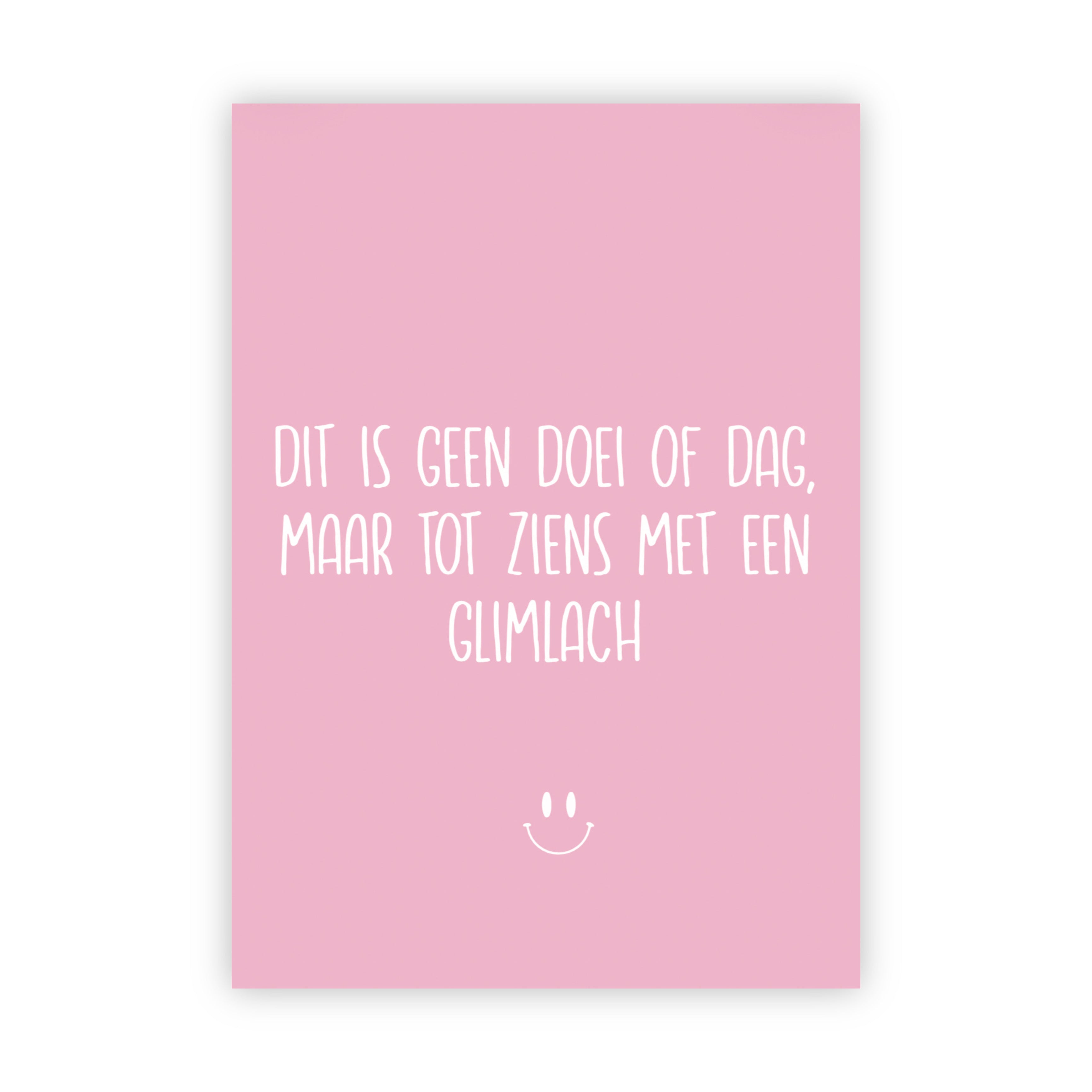 Dubbele wenskaart | Dit is geen doei of dag, maar tot ziens met een glimlach