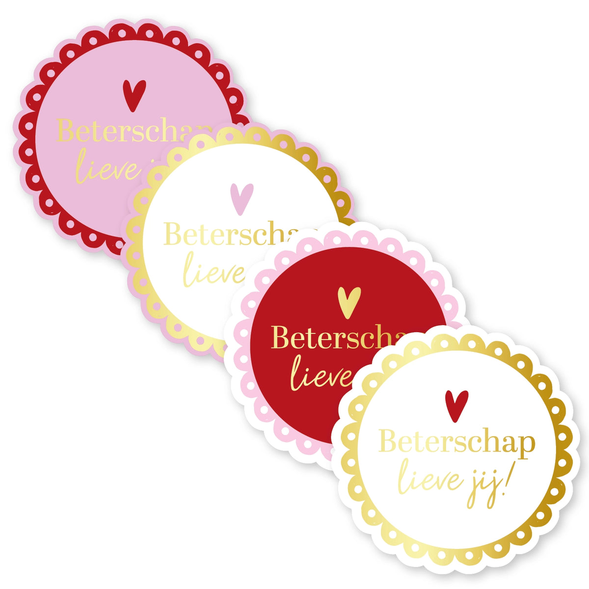 Cadeaustickers | Beterschap lieve jij 10 stuks goudfolie
