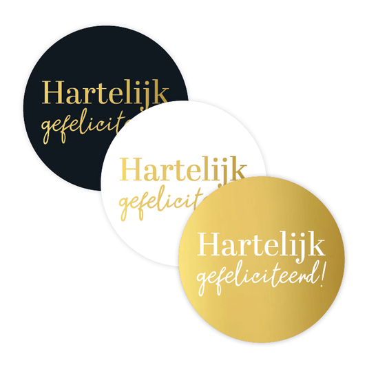 Cadeaustickers | Hartelijk gefeliciteerd 10 stuks goudfolie