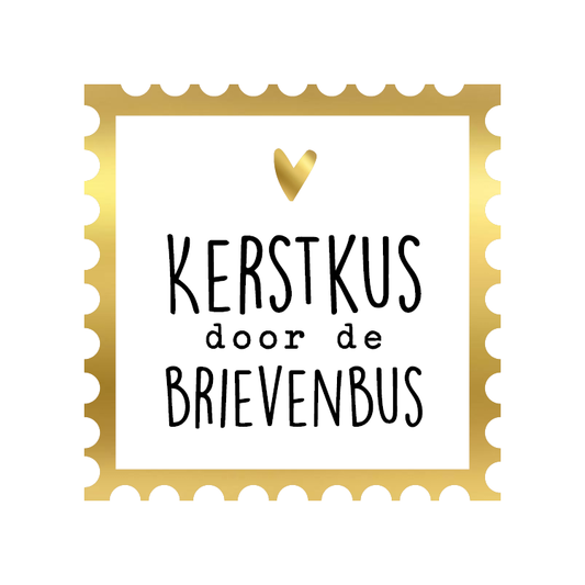 Cadeaustickers | Kerstkus door de brievenbus 10 stuks goudfolie