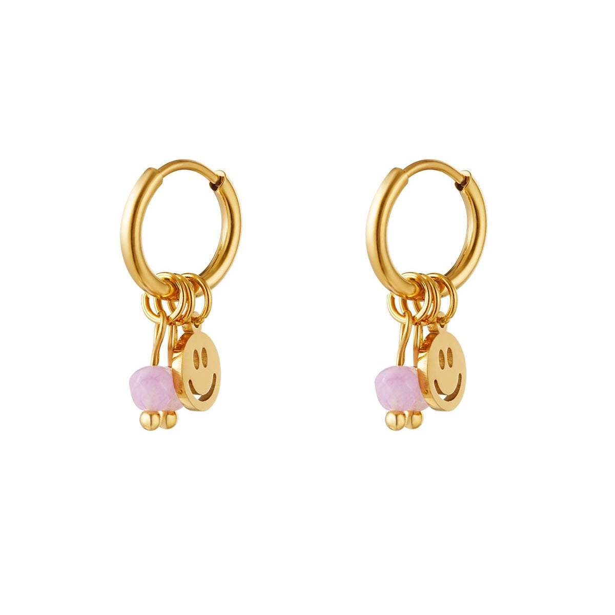 Oorbellen | Nadine goud/ lila