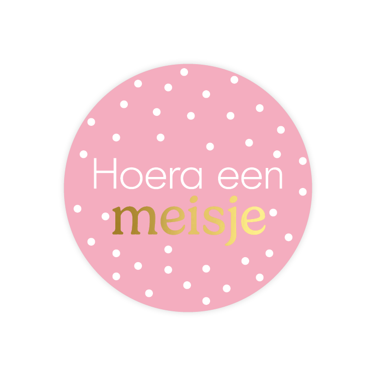 Cadeaustickers | Hoera een meisje 10 stuks goudfolie