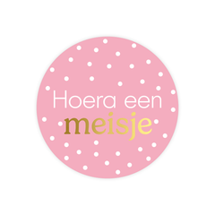 Cadeaustickers | Hoera een meisje 10 stuks goudfolie