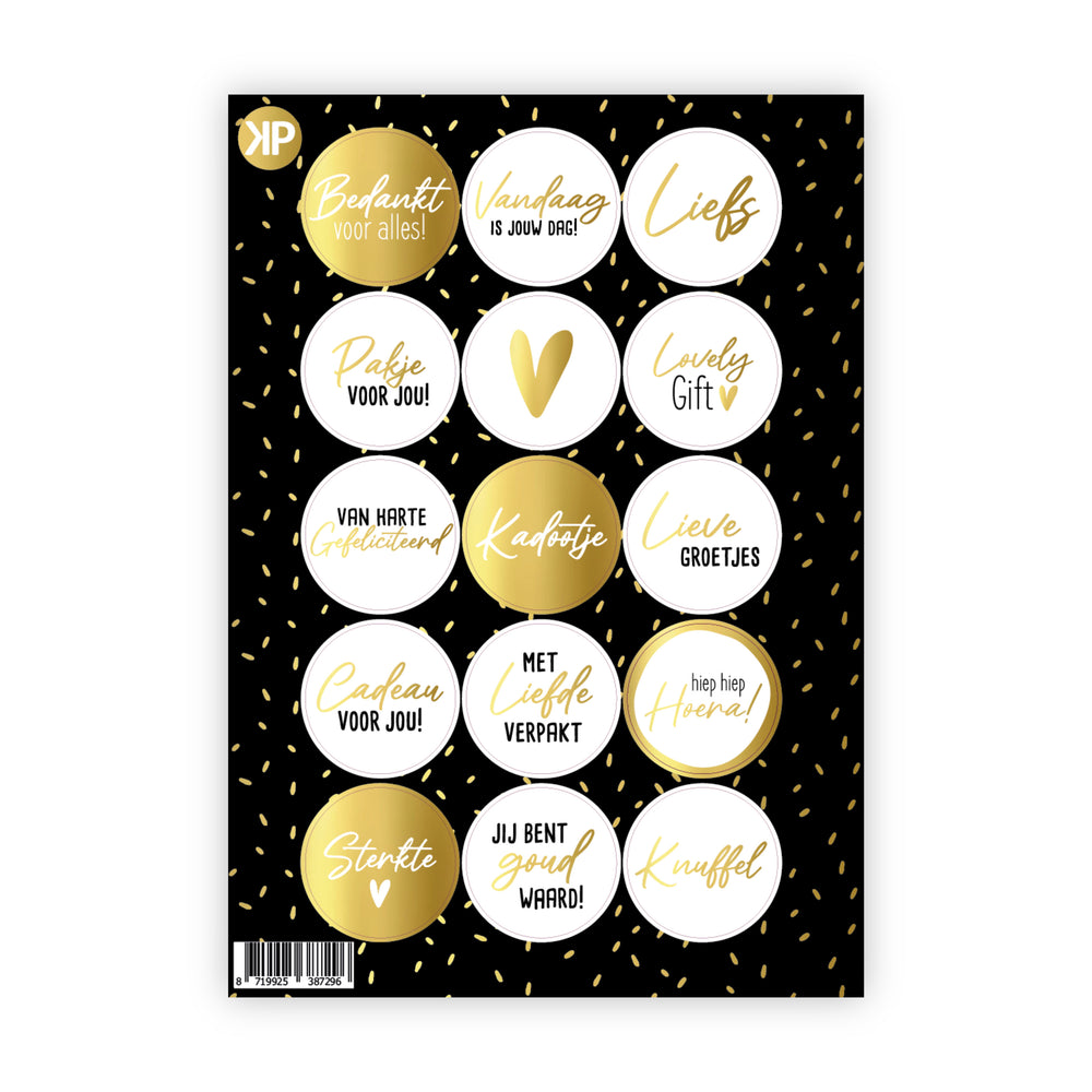 Stickervel | Zwart/wit goudfolie
