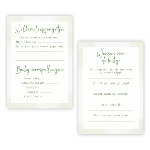 Invulkaarten babyshower | Set van 10