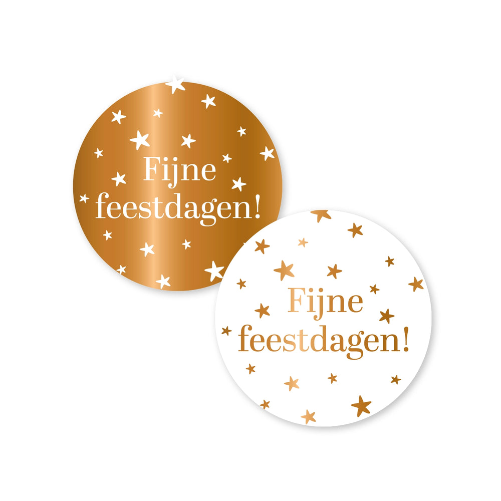 Cadeaustickers | Fijne feestdagen 10 stuks bronsfolie