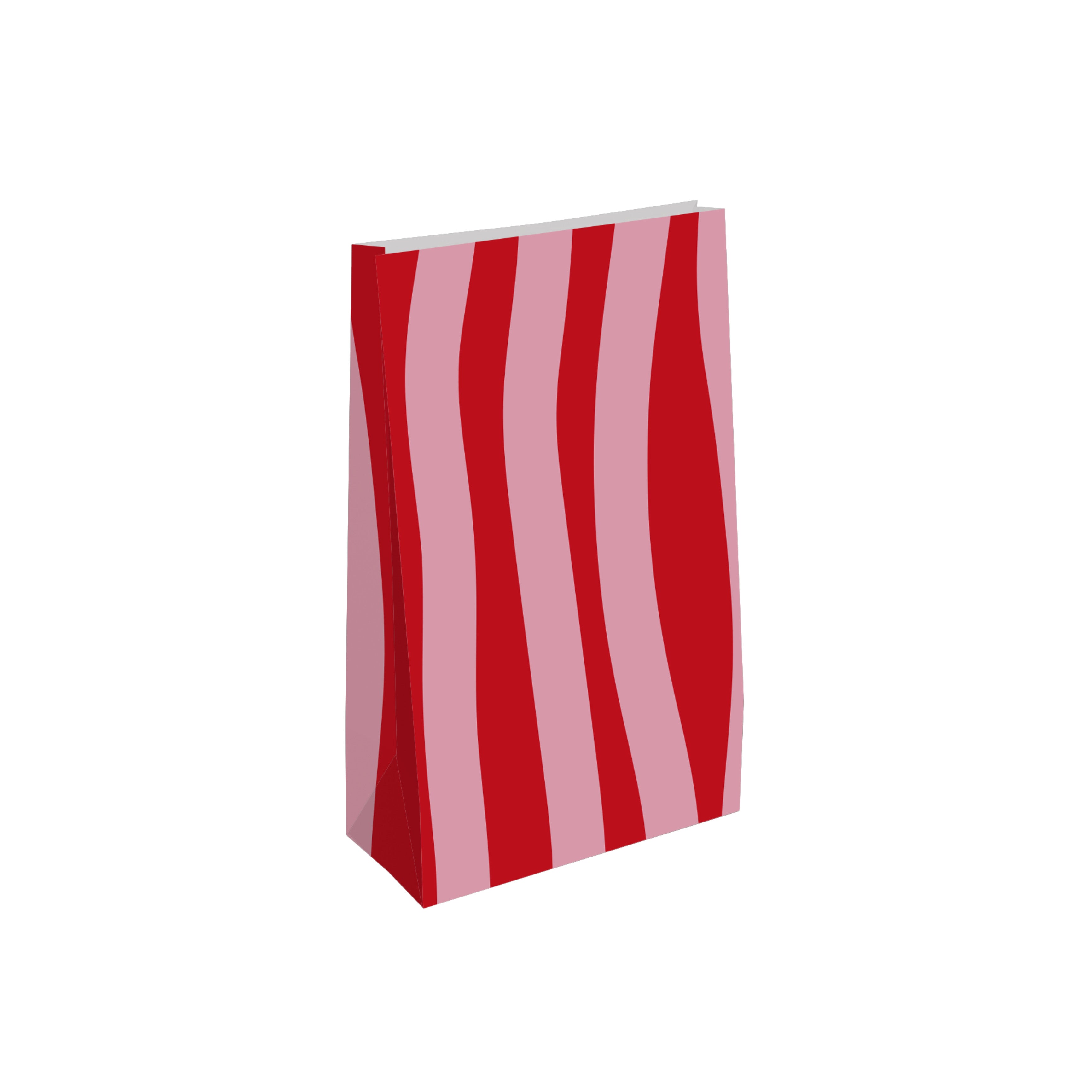 Blokbodemzak | Waves rood/ roze