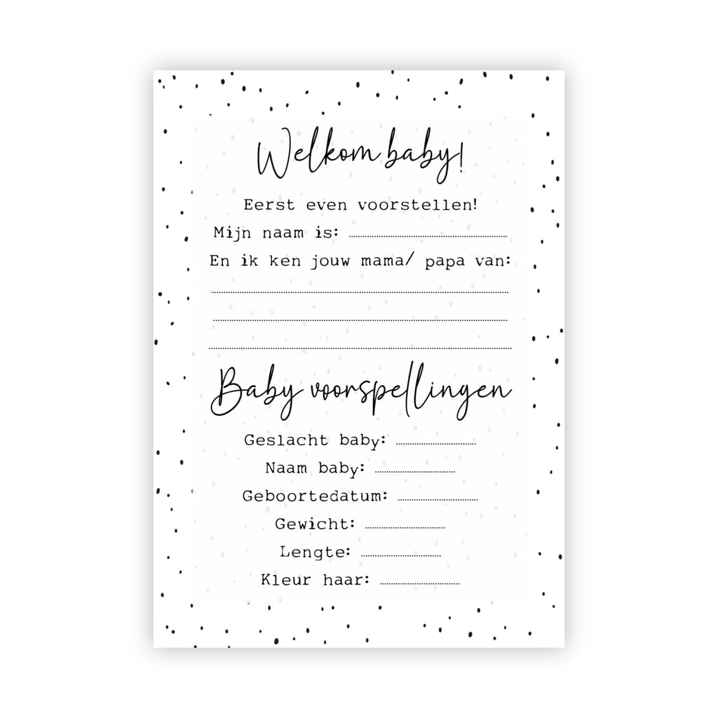 Invulkaarten babyshower | Set van 10