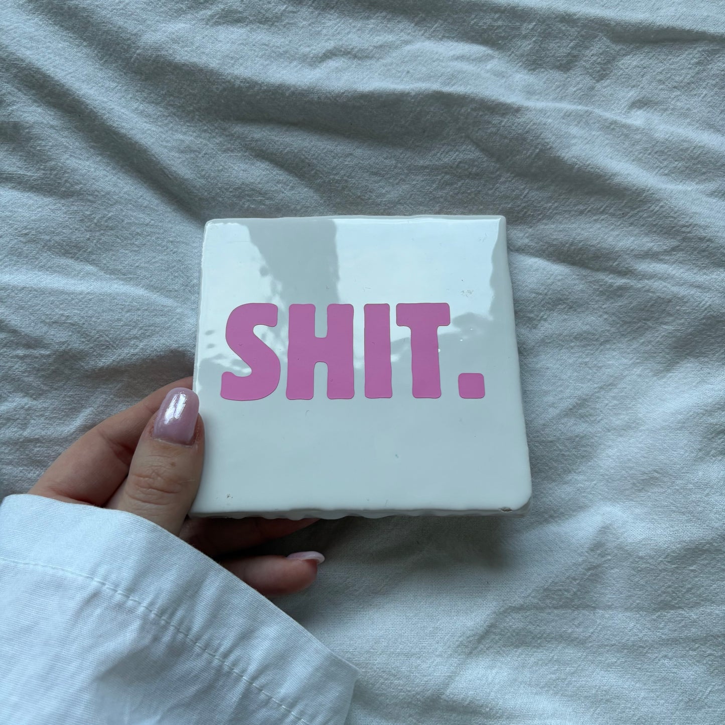 Tegeltje | Wit - shit