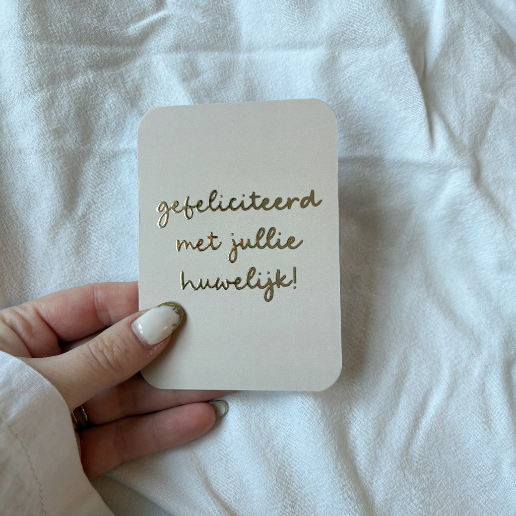Minikaart | Gefeliciteerd met jullie huwelijk goudfolie