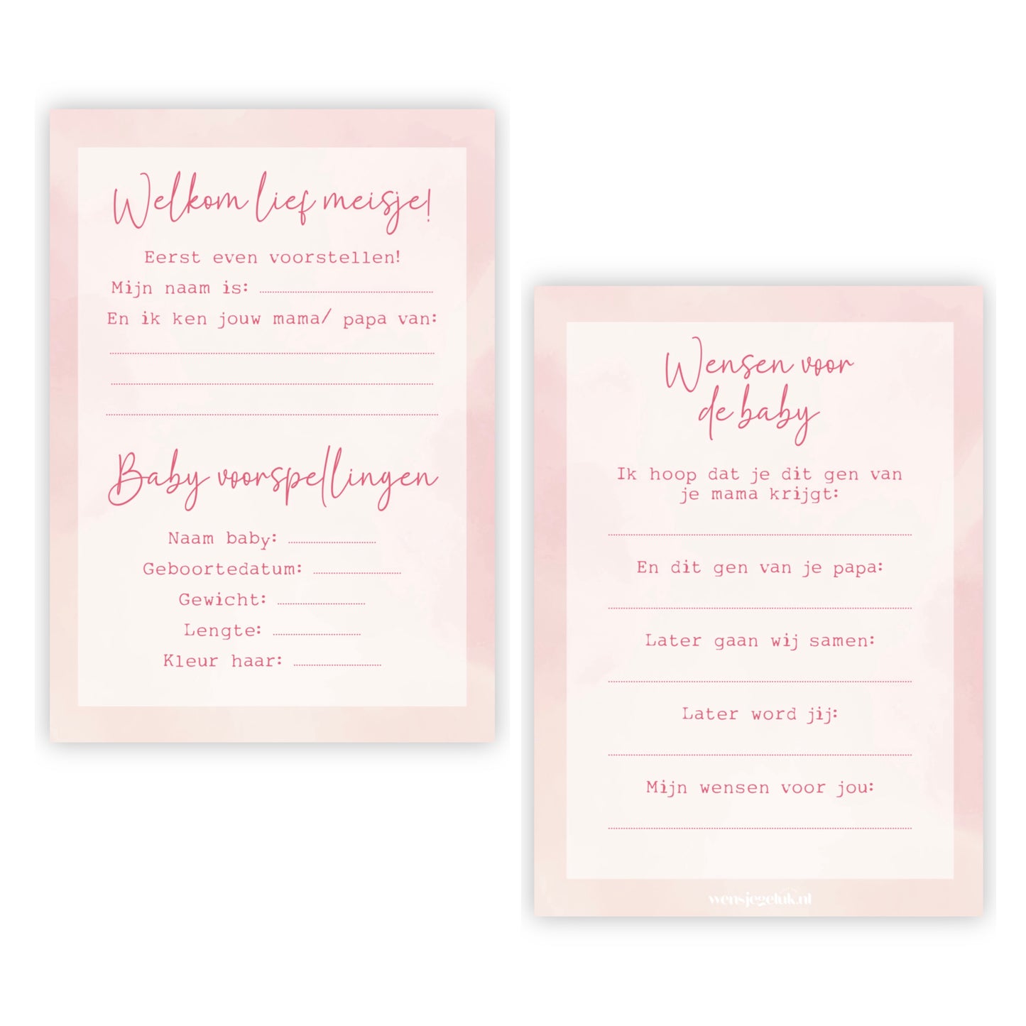 Invulkaarten babyshower | Set van 10