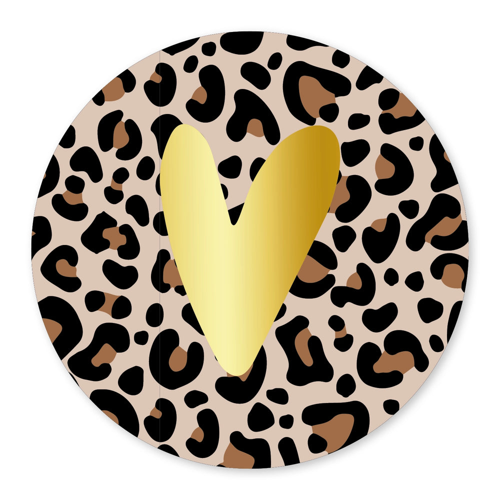 Cadeaustickers | Hartje panter 10 stuks goudfolie