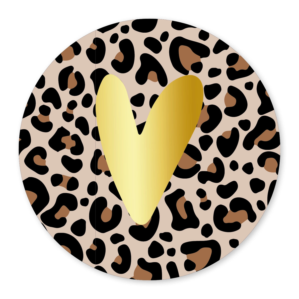 Cadeaustickers | Hartje panter 10 stuks goudfolie