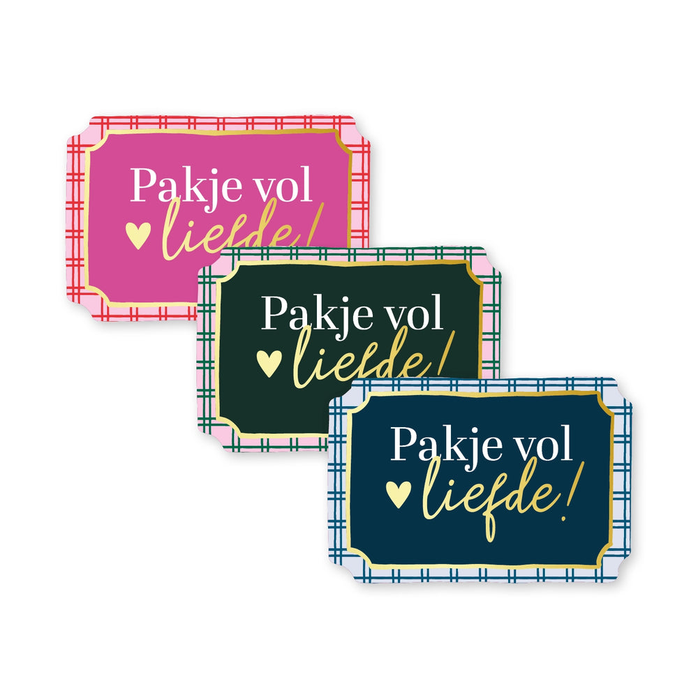 Cadeaustickers | Pakje vol liefde 10 stuks goudfolie