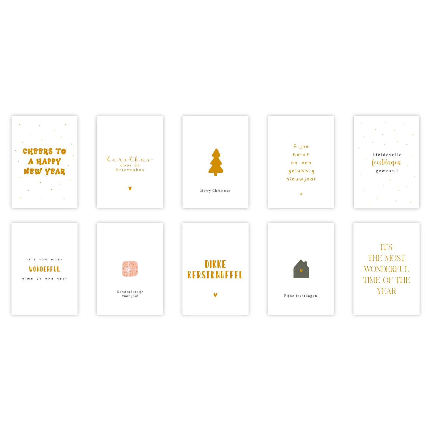 Kerstkaarten goudfolie | Set van 10