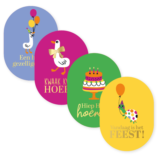 Cadeaustickers | Vandaag is het feest 10 stuks goudfolie