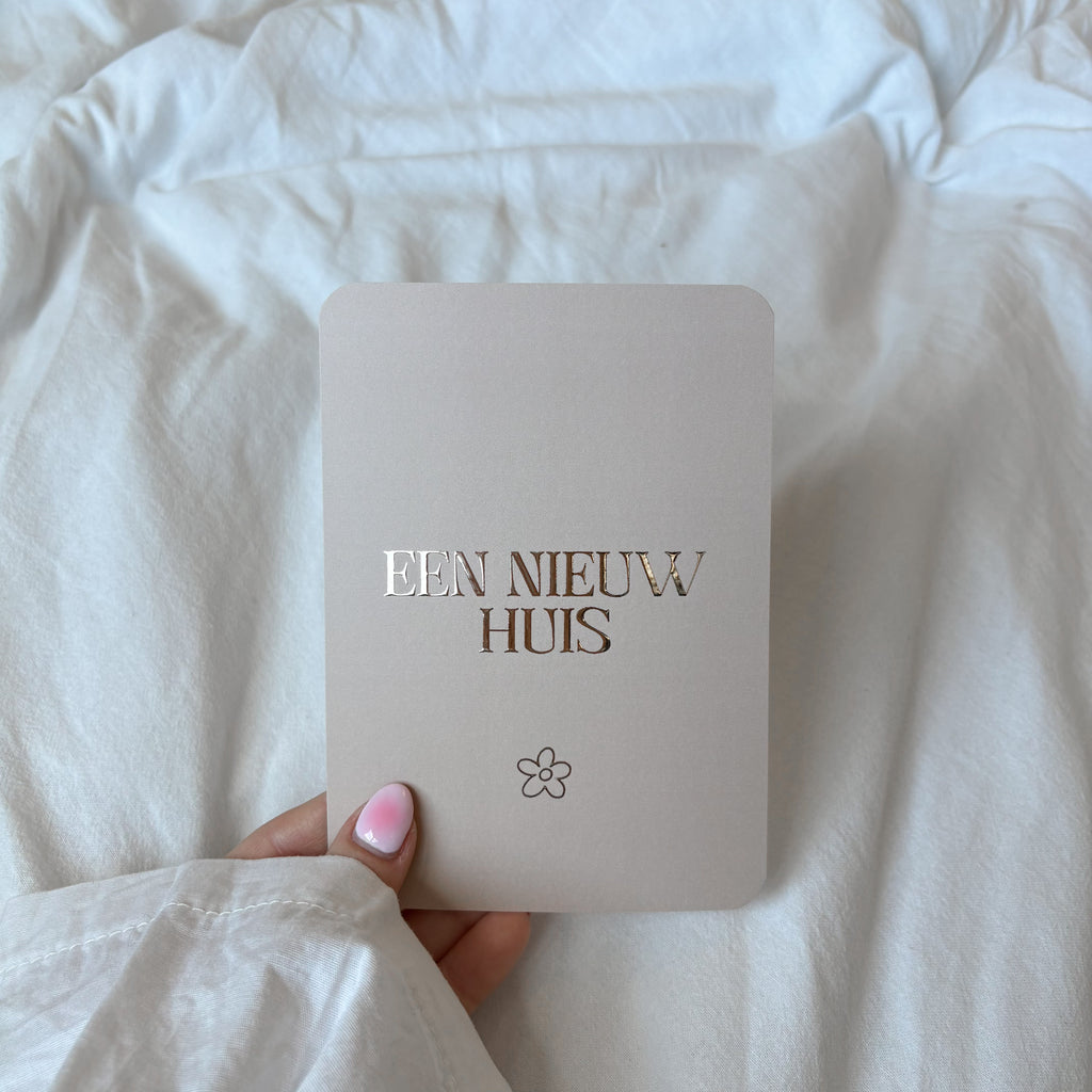 Wenskaart | Een nieuw huis goudfolie