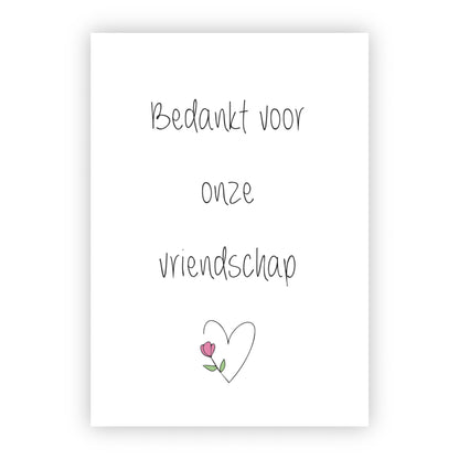 Dubbele wenskaart | Bedankt voor onze vriendschap