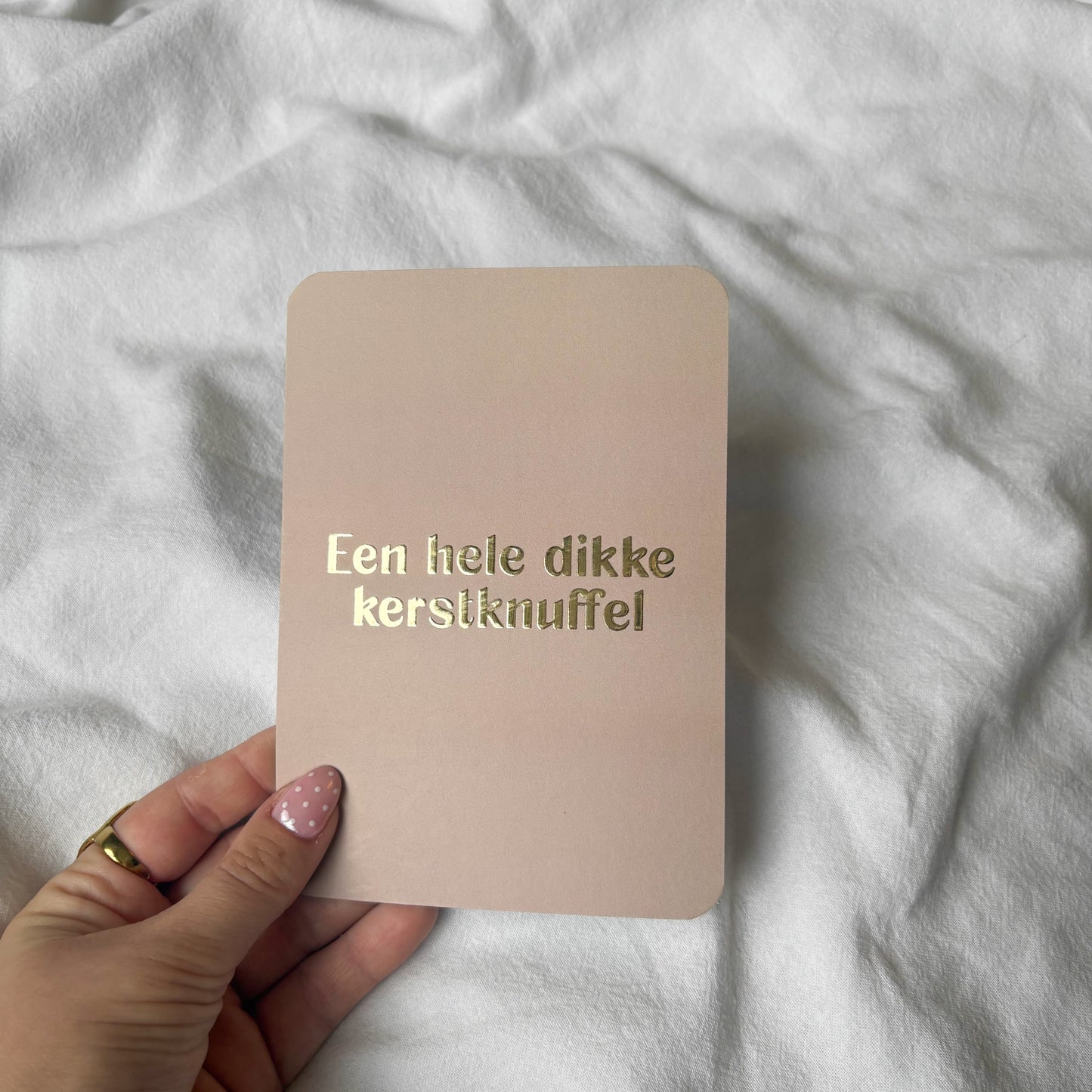 Kerstkaart goudfolie | Een hele dikke kerstknuffel