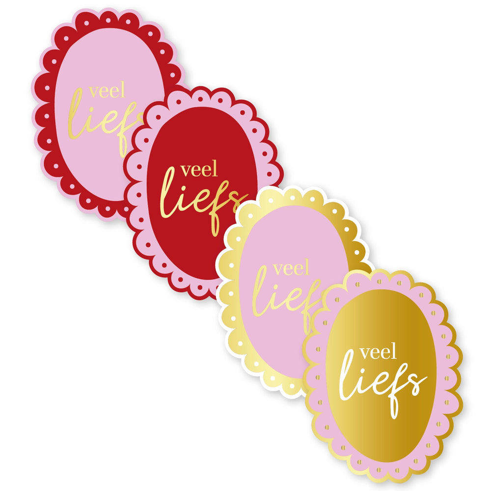 Cadeaustickers | Veel liefs 10 stuks goudfolie