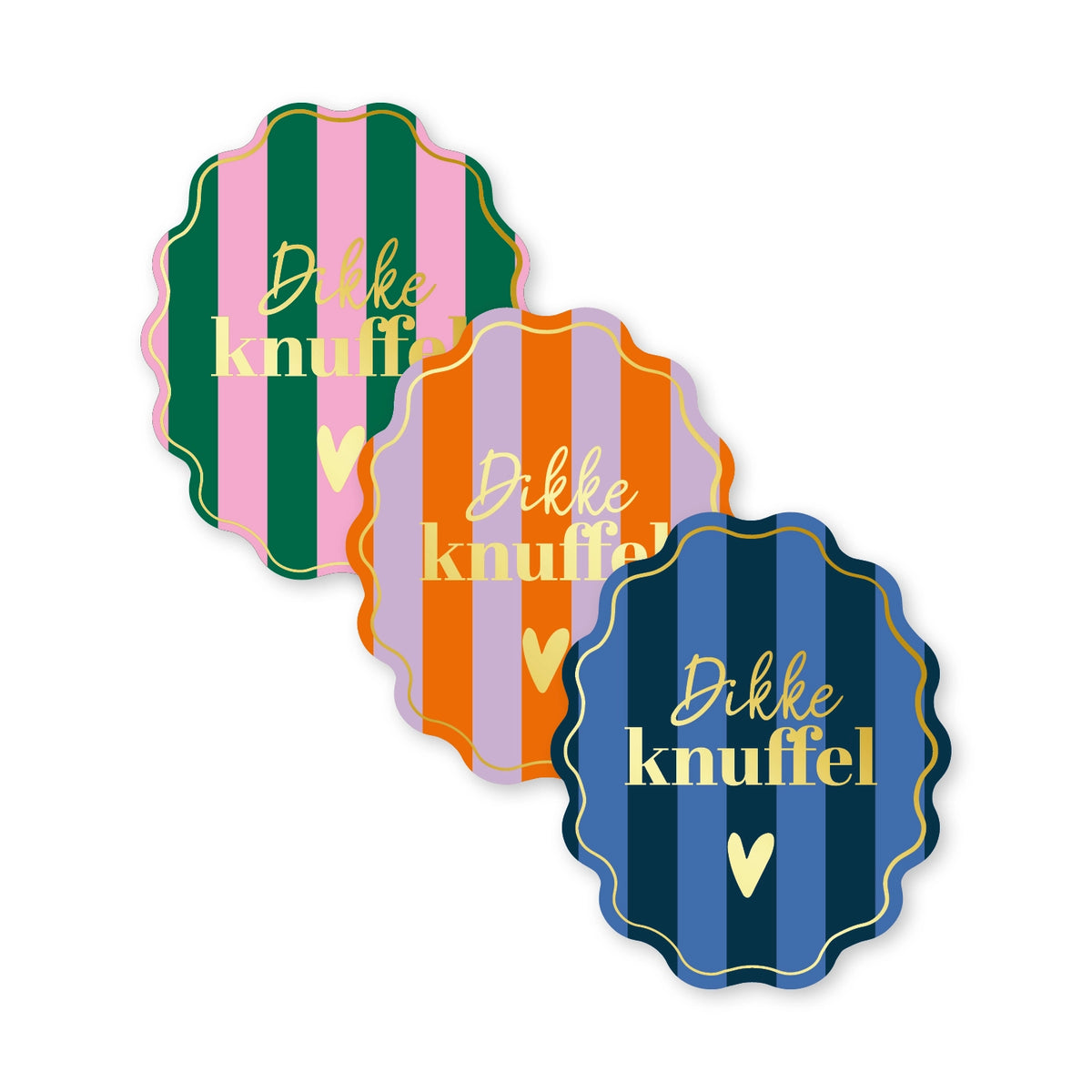 Cadeaustickers | Dikke knuffel 10 stuks goudfolie