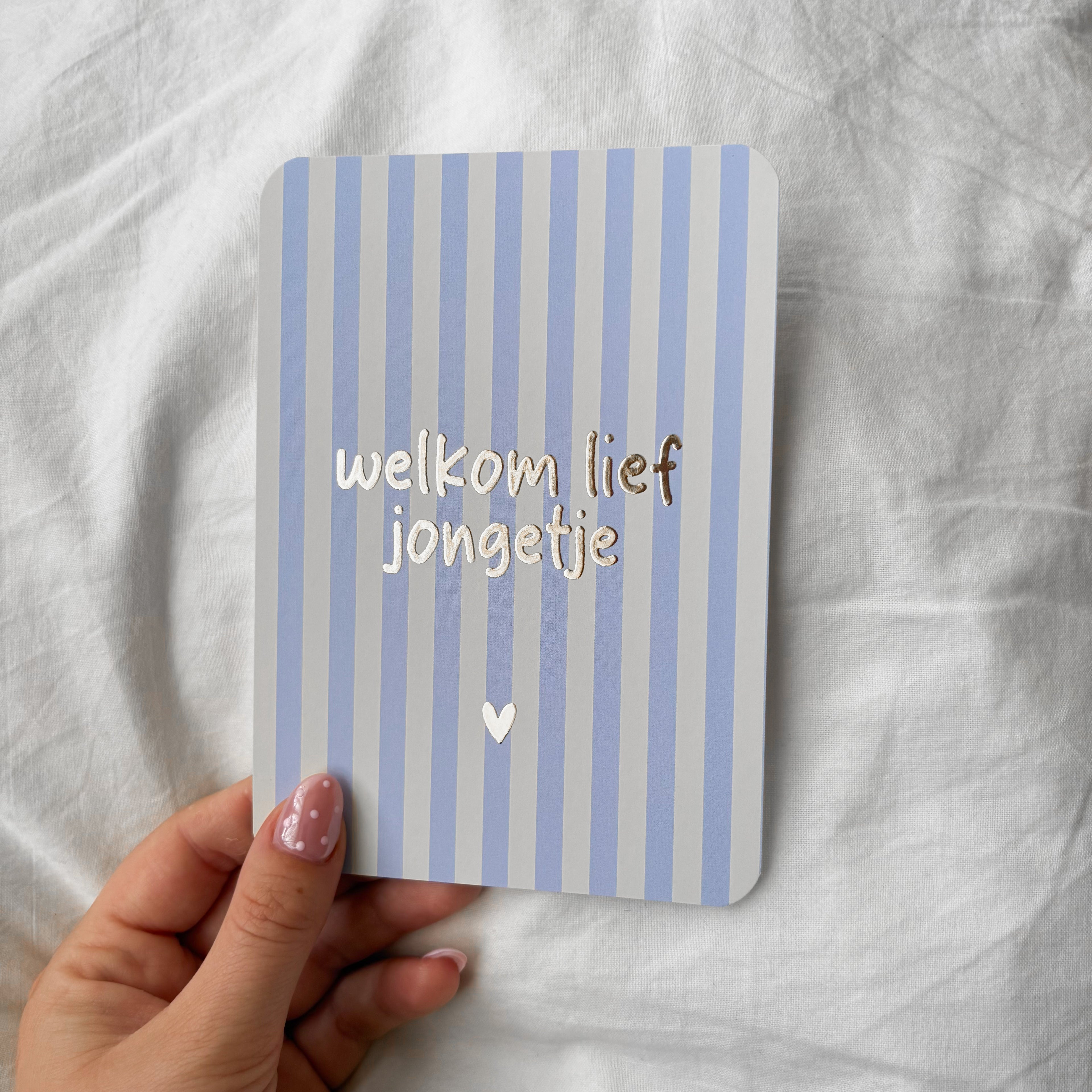 Wenskaart | Welkom lief jongetje goudfolie