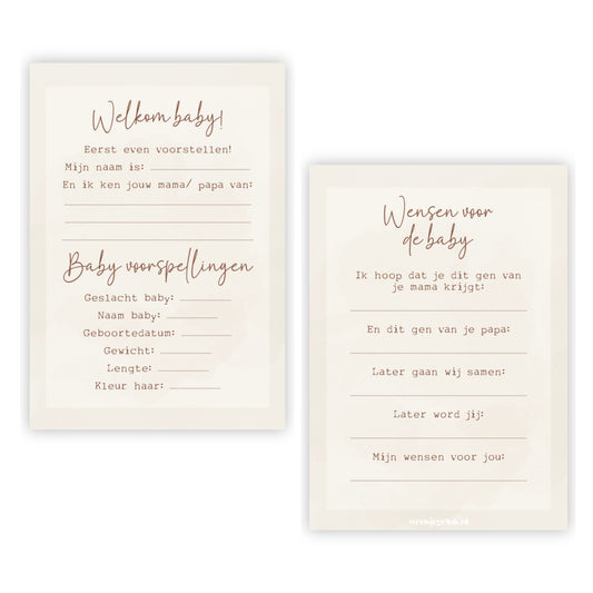 Invulkaarten babyshower | Set van 10