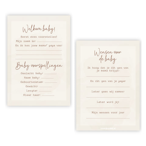 Invulkaarten babyshower | Set van 10