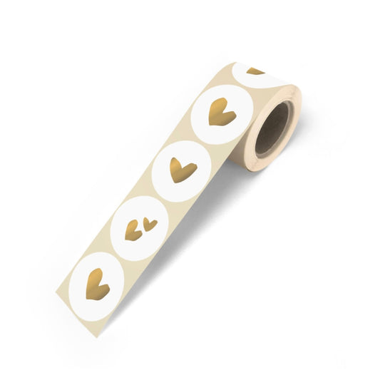 Cadeaustickers | Solo hearts wit/ goud 10 stuks