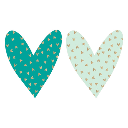 Cadeaustickers | Hearts gold/ green 10 stuks