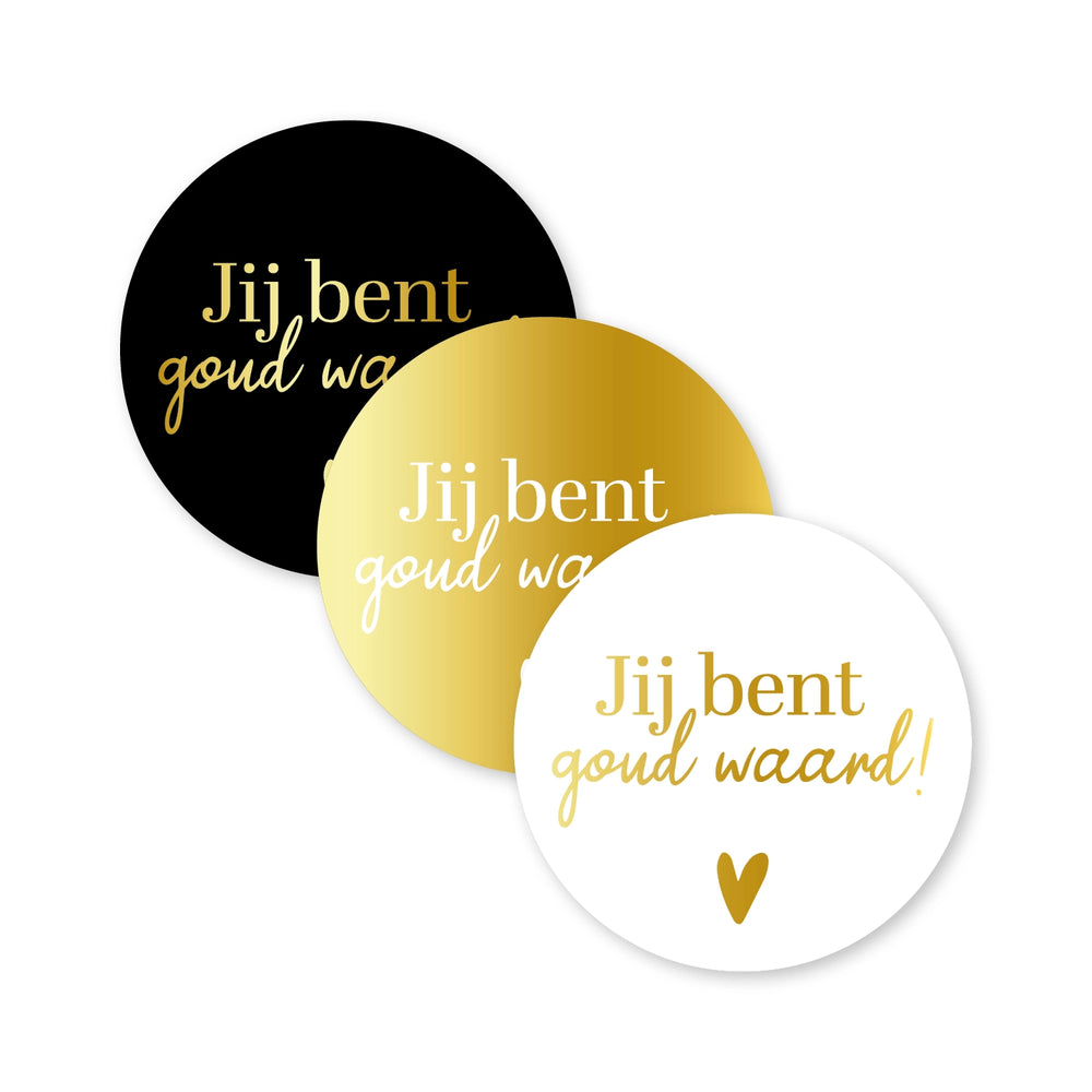 Cadeaustickers | Jij bent goud waard 10 stuks goudfolie