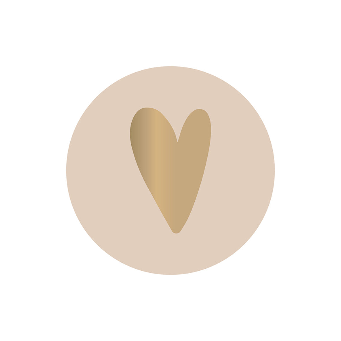 Cadeaustickers | Hartje beige 10 stuks goudfolie