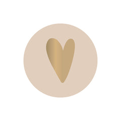Cadeaustickers | Hartje beige 10 stuks goudfolie
