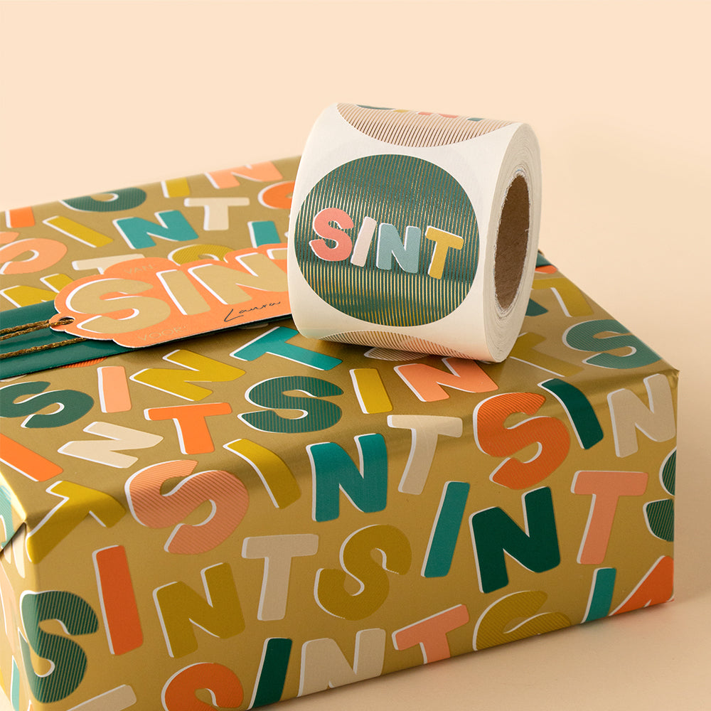 Cadeaustickers | Sint 10 stuks goudfolie