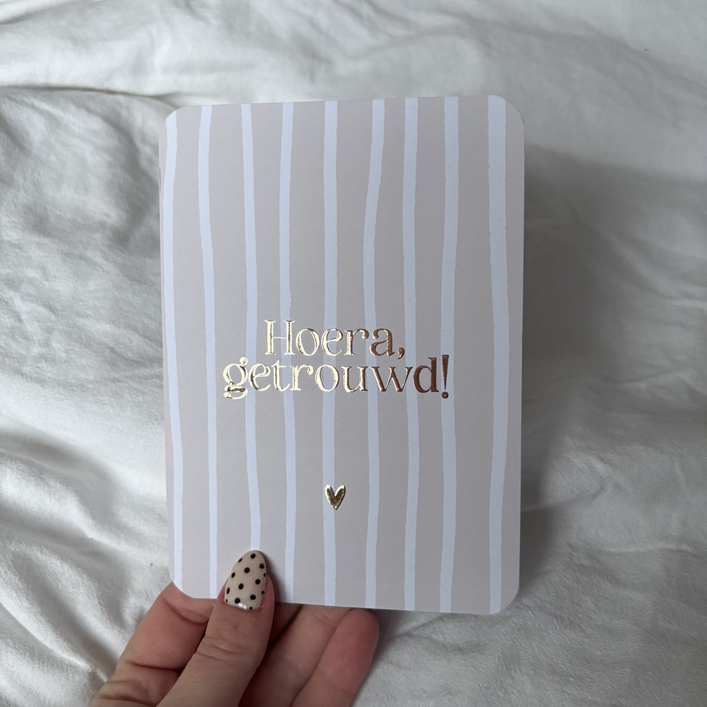 Wenskaart | Hoera getrouwd goudfolie