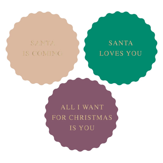 Cadeaustickers | Santa is coming 10 stuks goudfolie