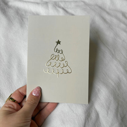 Dubbele kerstkaart goudfolie | Blanco kerstboom