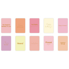 Wenskaarten | Set van 10 verjaardagskaarten met goudfolie