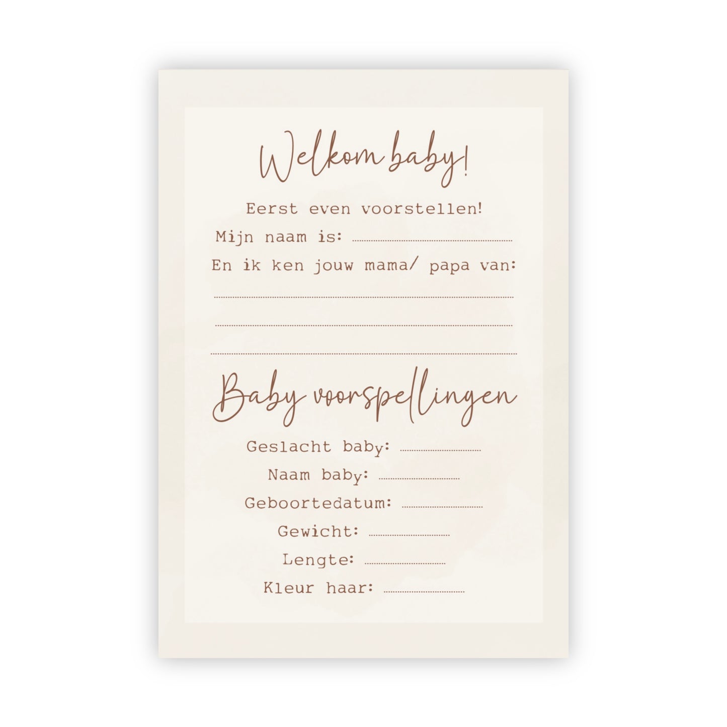 Invulkaarten babyshower | Set van 10
