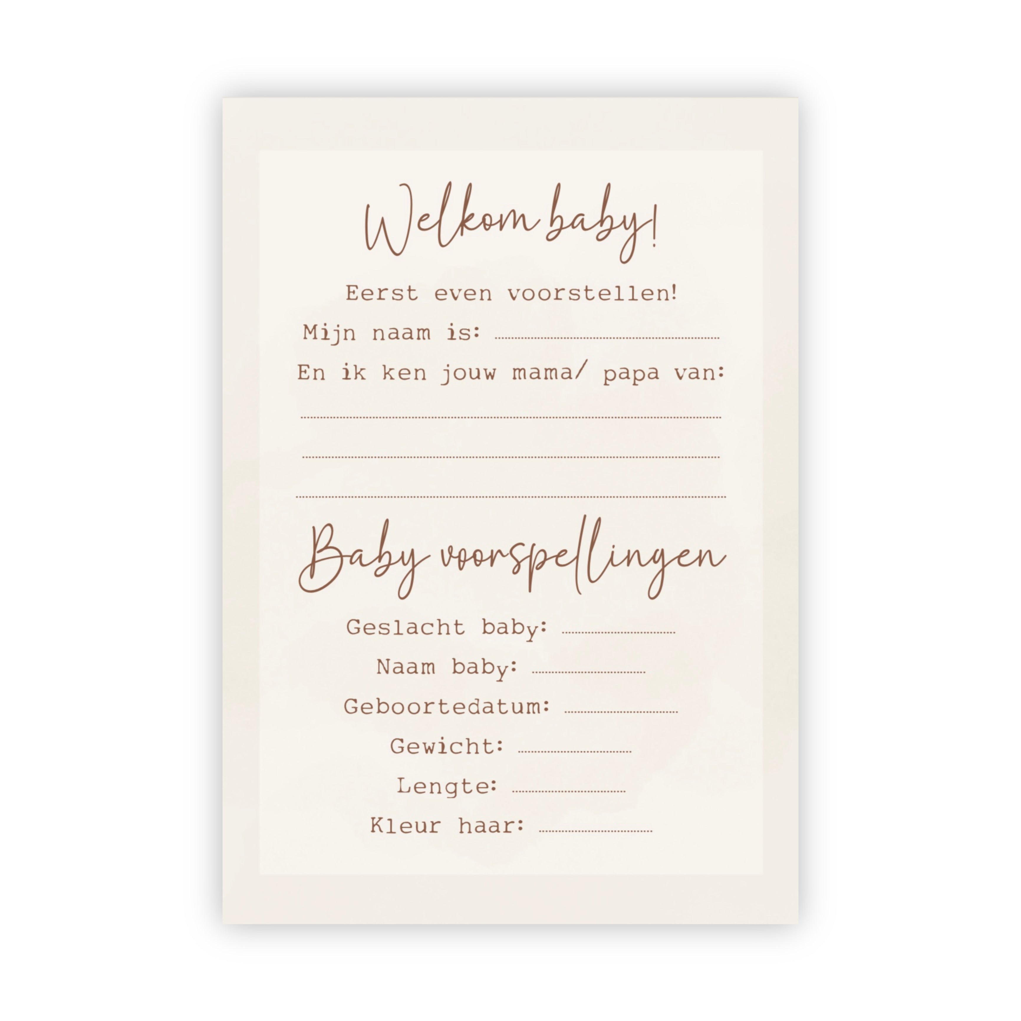 Invulkaarten babyshower | Set van 10