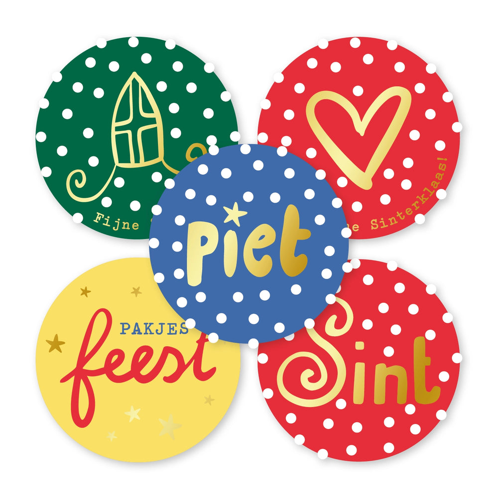 Cadeaustickers | Sint 10 stuks goudfolie
