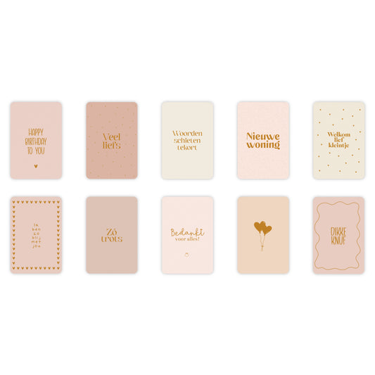 Wenskaarten | Set van 10 met goudfolie